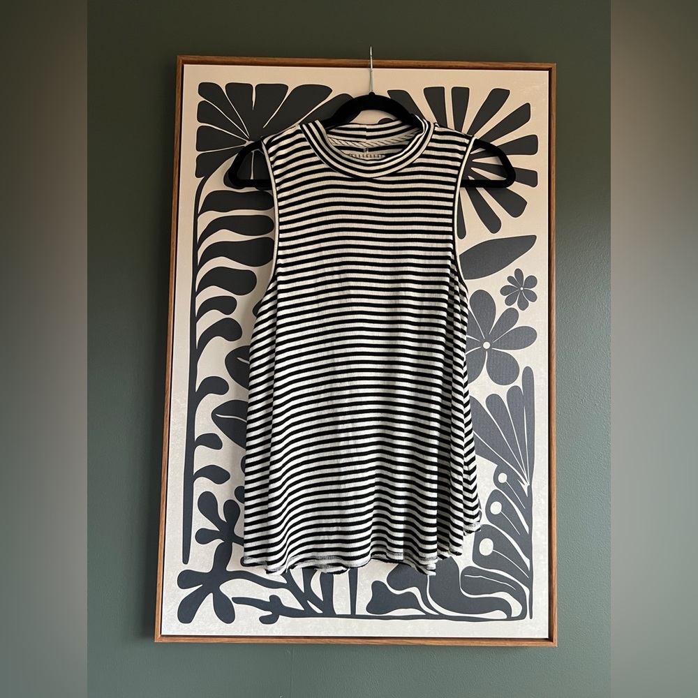 EUC Anthropologie Pure + Gold B&W stripped mock tank Size Medium